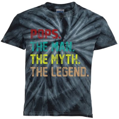 Pops The Man The Myth The Legend Funny Grandpa Kids Tie-Dye T-Shirt