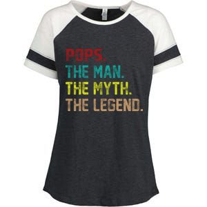 Pops The Man The Myth The Legend Funny Grandpa Enza Ladies Jersey Colorblock Tee