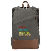 Pops The Man The Myth The Legend Funny Grandpa Cotton Canvas Backpack