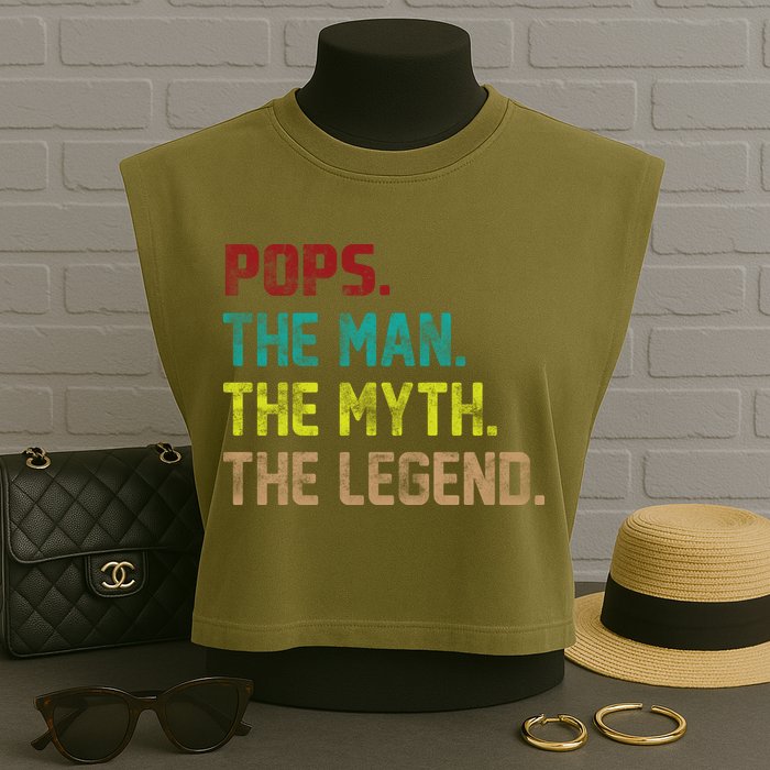 Pops The Man The Myth The Legend Funny Grandpa Garment-Dyed Women's Muscle Tee