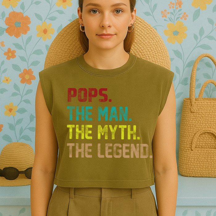 Pops The Man The Myth The Legend Funny Grandpa Garment-Dyed Women's Muscle Tee