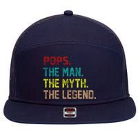 Pops The Man the Myth the Legend 7 Panel Mesh Trucker Snapback Hat