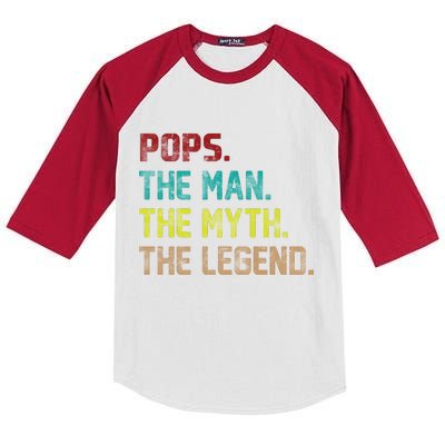 Pops The Man The Myth The Legend Funny Grandpa Kids Colorblock Raglan Jersey