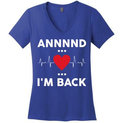 Post Operation Red Heart Back Open Heart Surgery Warrior Gift Women's V-Neck T-Shirt