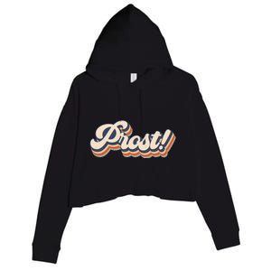 Prost Oktoberfest Retro Groovy Crop Fleece Hoodie