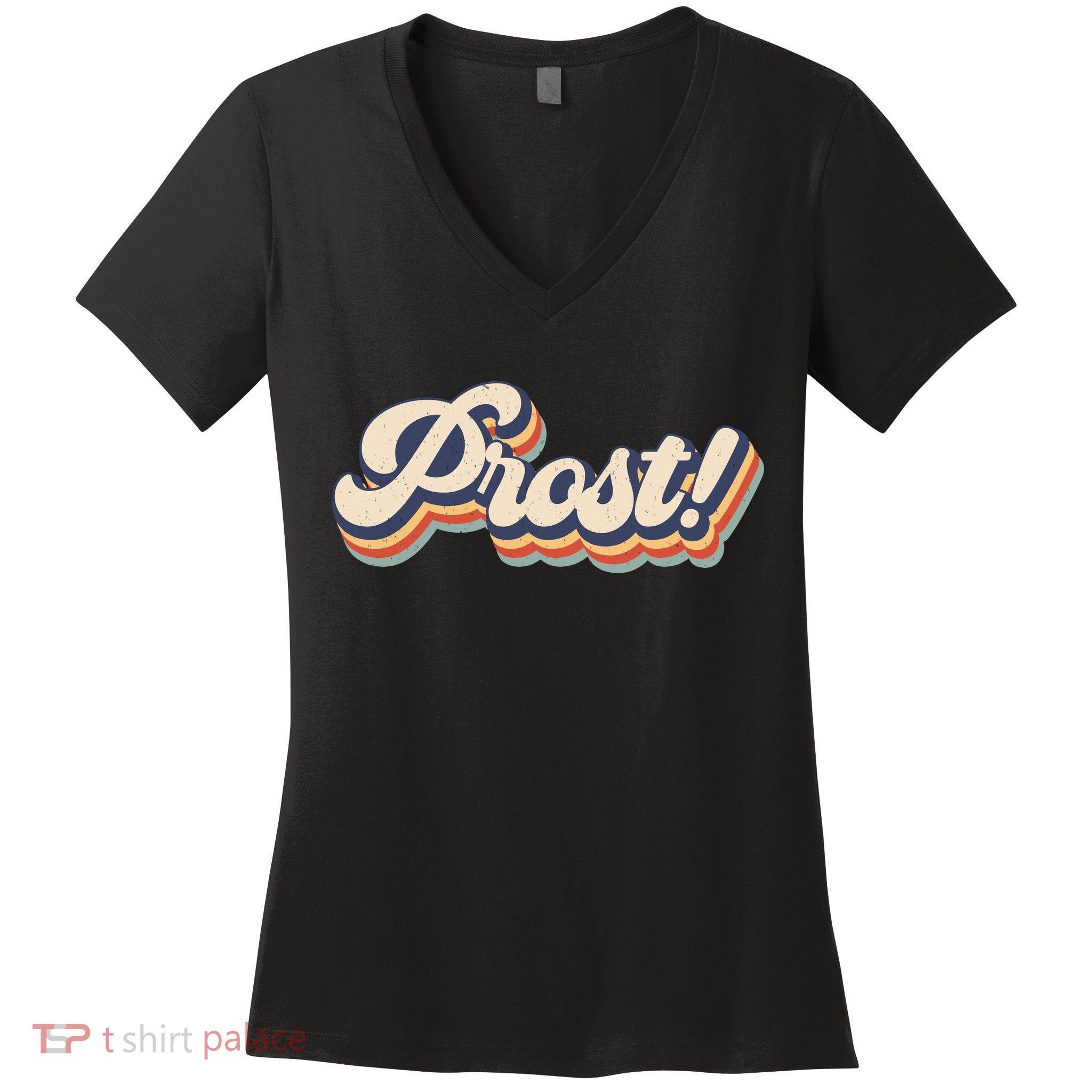 Prost Oktoberfest Retro Groovy Women's V-Neck T-Shirt