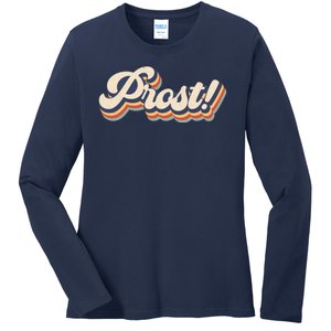 Prost Oktoberfest Retro Groovy Ladies Long Sleeve Shirt