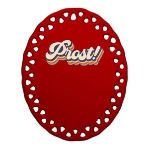 Prost Oktoberfest Retro Groovy Ceramic Oval Ornament