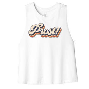 Prost Oktoberfest Retro Groovy Women's Racerback Cropped Tank