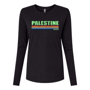 Palestine Ohio Retro Womens Cotton Relaxed Long Sleeve T-Shirt