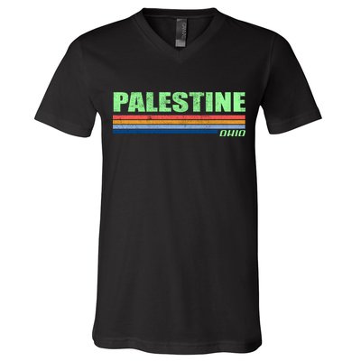Palestine Ohio Retro V-Neck T-Shirt