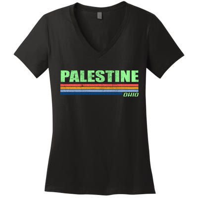 Palestine Ohio Retro Women's V-Neck T-Shirt