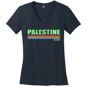 Palestine Ohio Retro Women's V-Neck T-Shirt