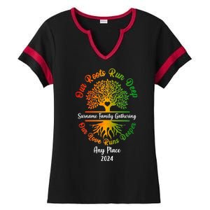 Personalize Our Roots Run Deep Family Reunion Custom Ladies Halftime Notch Neck Tee