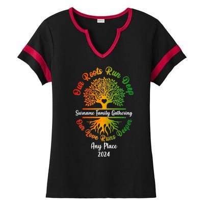 Personalize Our Roots Run Deep Family Reunion Custom Ladies Halftime Notch Neck Tee