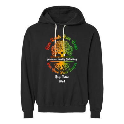 Personalize Our Roots Run Deep Family Reunion Custom Garment-Dyed Fleece Hoodie