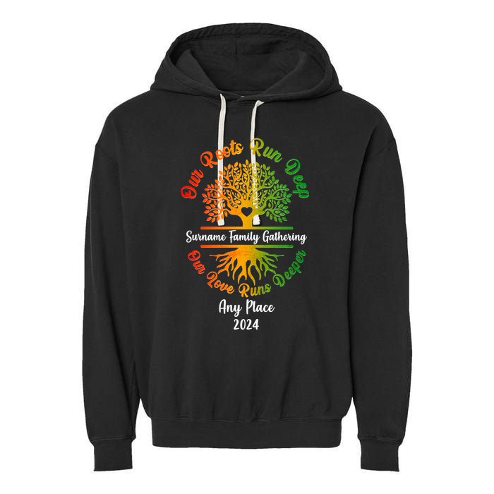 Personalize Our Roots Run Deep Family Reunion Custom Garment-Dyed Fleece Hoodie