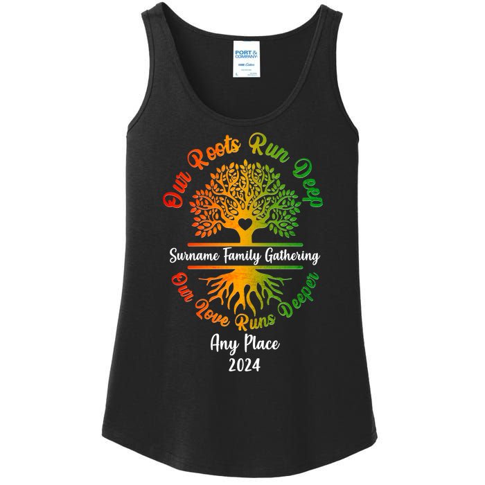 Personalize Our Roots Run Deep Family Reunion Custom Ladies Essential Tank