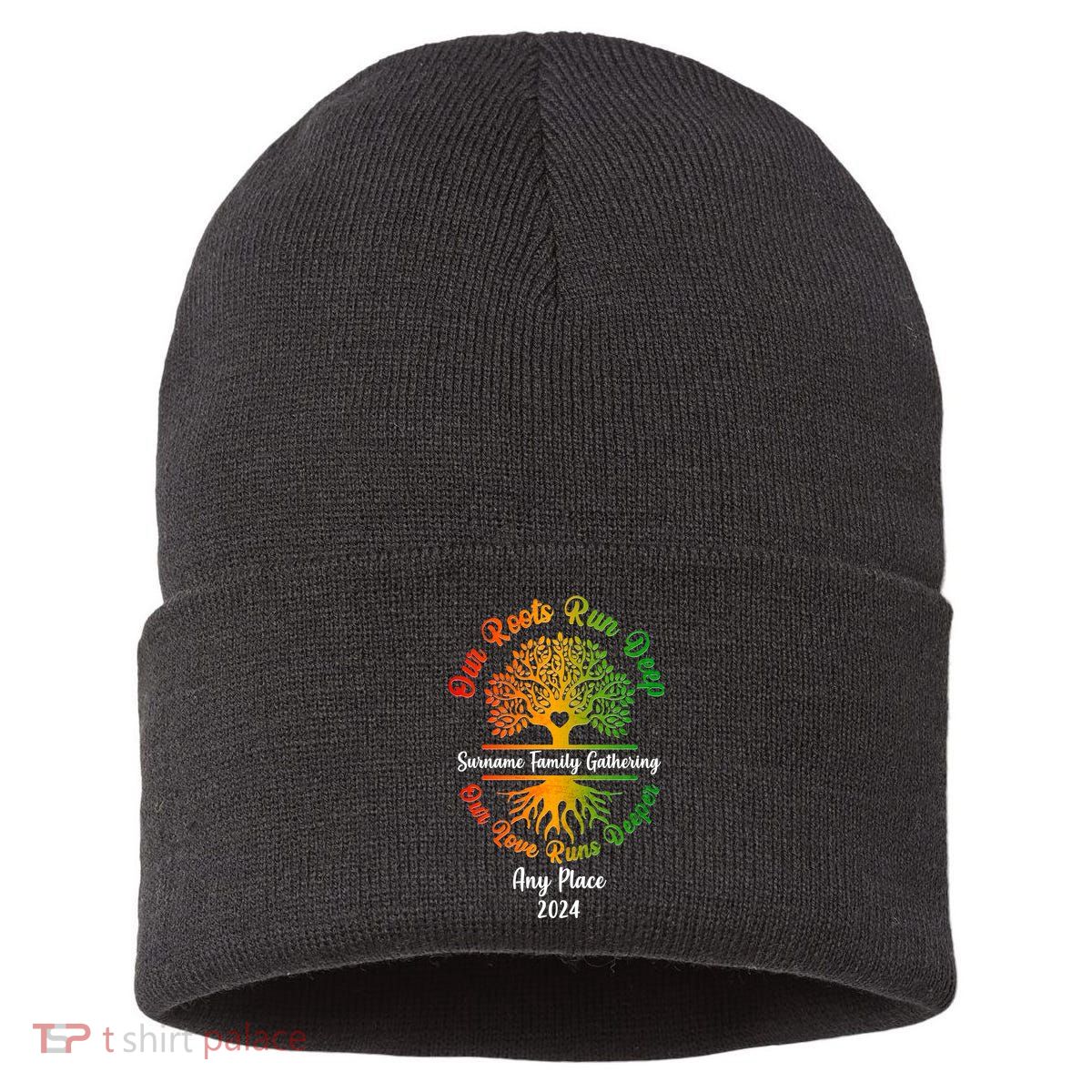 Personalize Our Roots Run Deep Family Reunion Custom Sustainable Knit Beanie