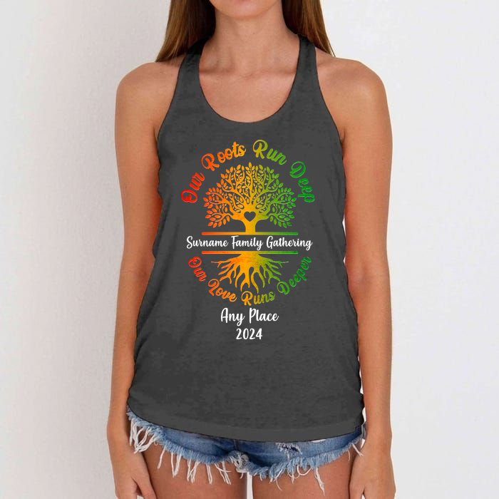 Personalize Our Roots Run Deep Family Reunion Custom Women's Knotted Racerback Tank