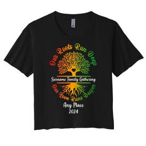 Personalize Our Roots Run Deep Family Reunion Custom Women's Crop Top Tee