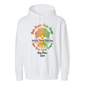 Personalize Our Roots Run Deep Family Reunion Custom Garment-Dyed Fleece Hoodie