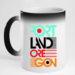 Portland Oregon Retro Typography 11oz Black Color Changing Mug