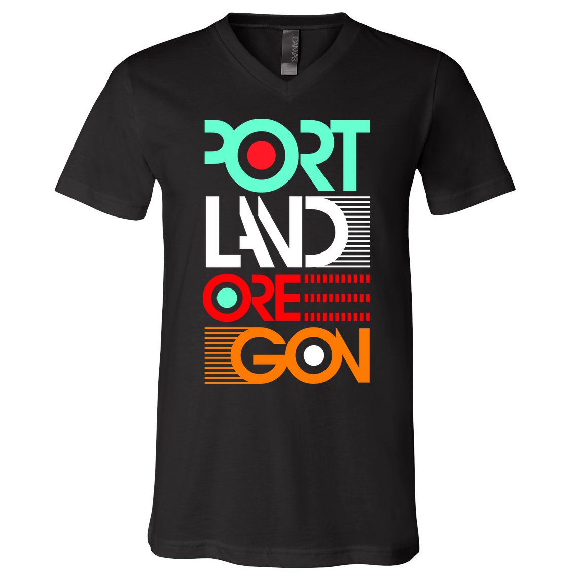 Portland Oregon Retro Typography V-Neck T-Shirt