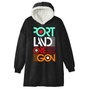 Portland Oregon Retro Typography Hooded Wearable Blanket