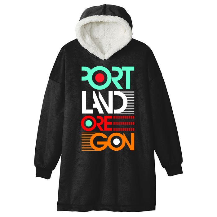 Portland Oregon Retro Typography Hooded Wearable Blanket