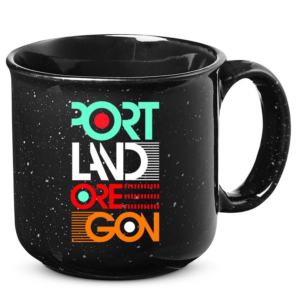 Portland Oregon Retro Typography 15oz Campfire Ceramic Mug