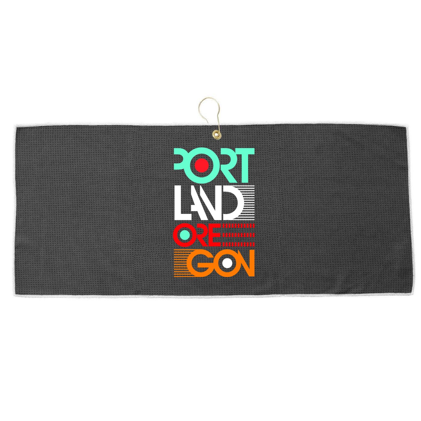 Portland Oregon Retro Typography Large Microfiber Waffle Golf Towel