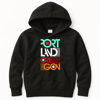 Portland Oregon Retro Typography Kids Hoodie