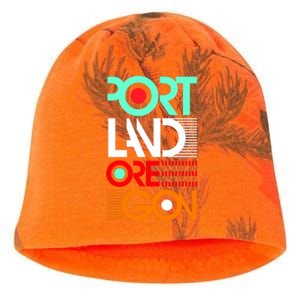 Portland Oregon Retro Typography Kati - Camo Knit Beanie