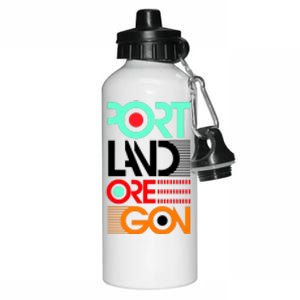 Portland Oregon Retro Typography Aluminum Water Bottle