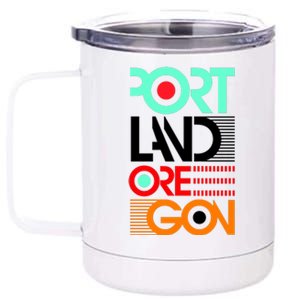 Portland Oregon Retro Typography 12 oz Stainless Steel Tumbler Cup