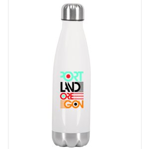 Portland Oregon Retro Typography Stainless Steel Insulated Water Bottle