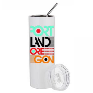 Portland Oregon Retro Typography Stainless Steel Tumbler