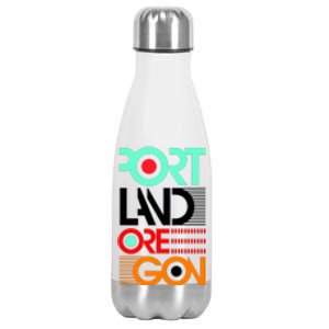 Portland Oregon Retro Typography Stainless Steel Insulated Water Bottle