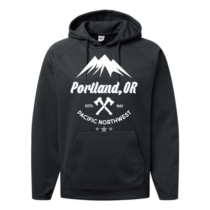 Portland Oregon Estd1843 Pacific Northwest Performance Fleece Hoodie