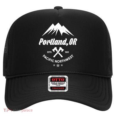 Portland Oregon Estd1843 Pacific Northwest High Crown Mesh Back Trucker Hat