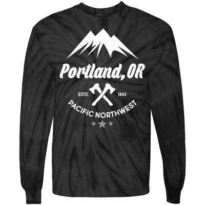 Portland Oregon Estd1843 Pacific Northwest Tie-Dye Long Sleeve Shirt