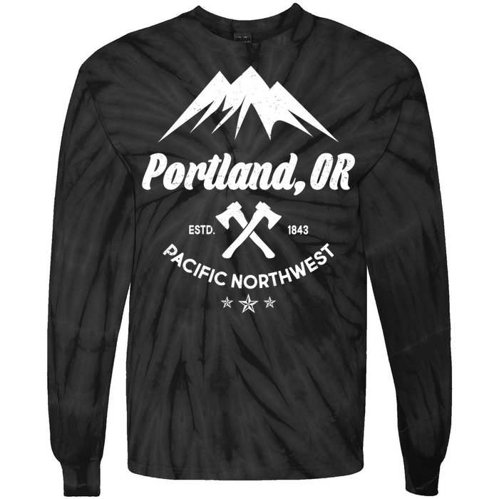 Portland Oregon Estd1843 Pacific Northwest Tie-Dye Long Sleeve Shirt