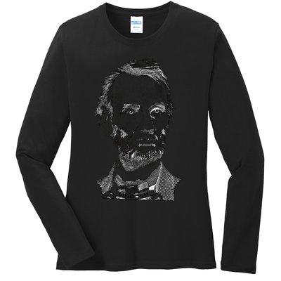 Portrait of Abraham Lincoln Ladies Long Sleeve Shirt