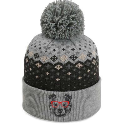 Portrait of Bear with glasses The Baniff Cuffed Pom Beanie