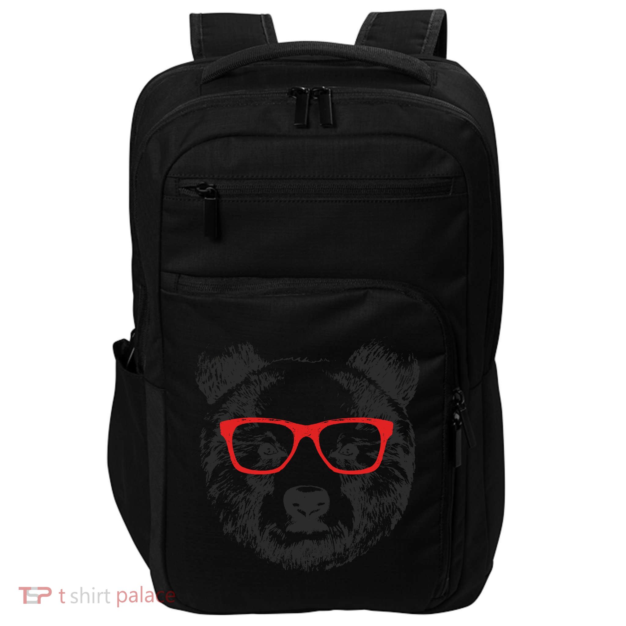 Portrait of Bear with glasses Impact Tech Backpack