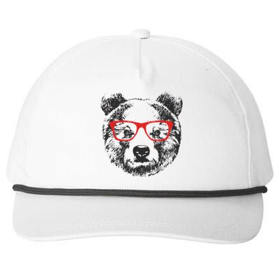 Portrait of Bear with glasses Snapback Five-Panel Rope Hat