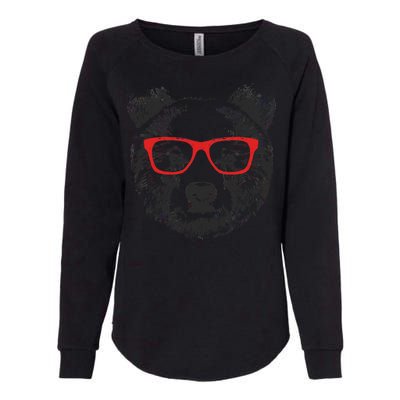 Portrait of Bear with glasses Womens California Wash Sweatshirt