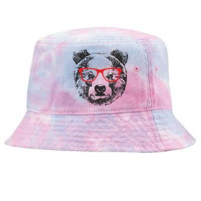 Portrait of Bear with glasses Tie-Dyed Bucket Hat