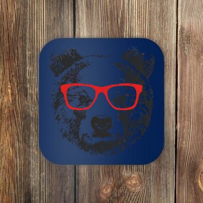 Portrait of Bear with glasses Coaster